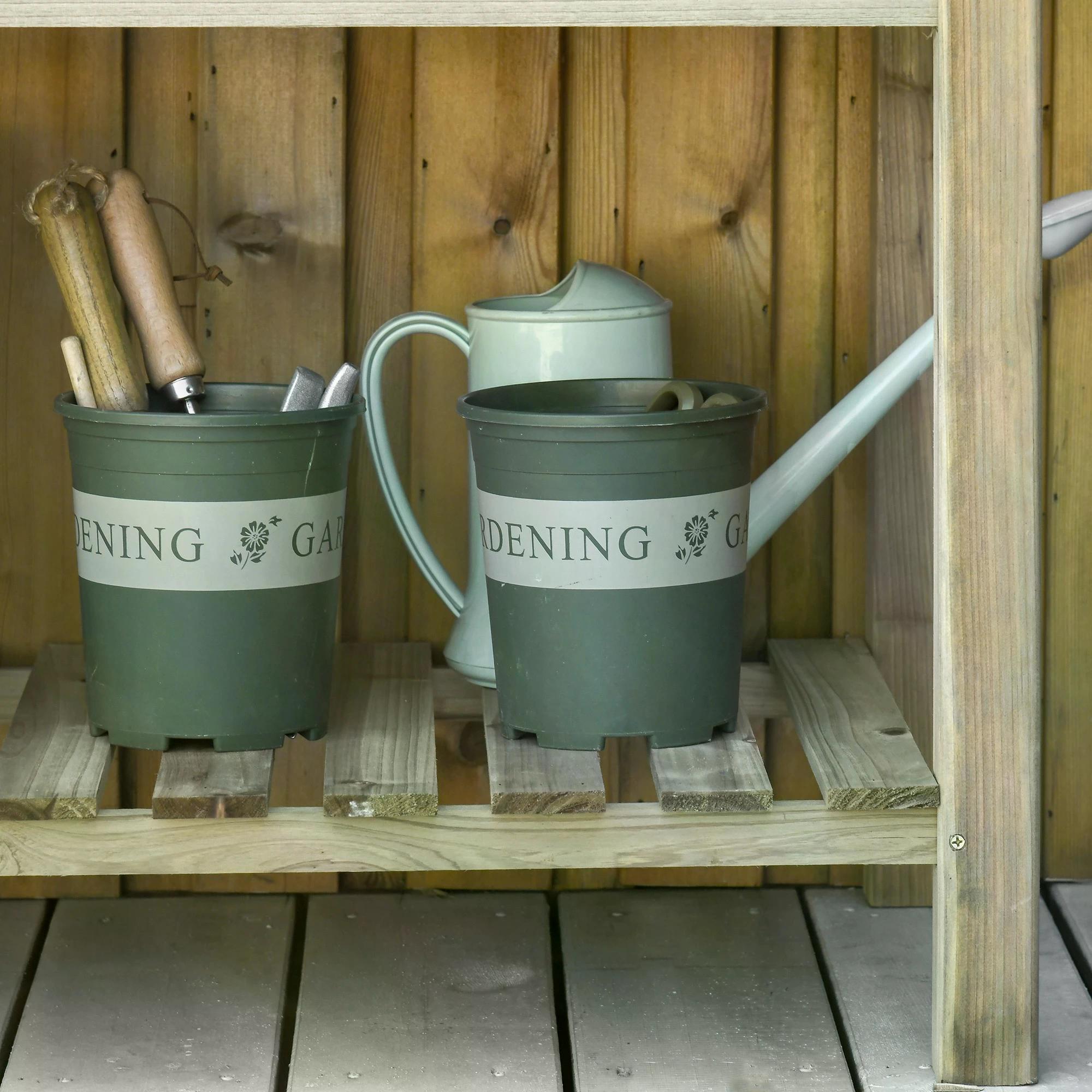 Outsunny Garden Wooden Planters, Raised Garden Bed with Legs and Storage Shelf Elevated Wooden Planter Box
